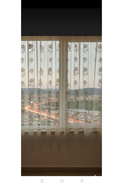 DENBU TEKSTİL Macrame Rose Tulle Curtain Hand Lace Cotton Curtain