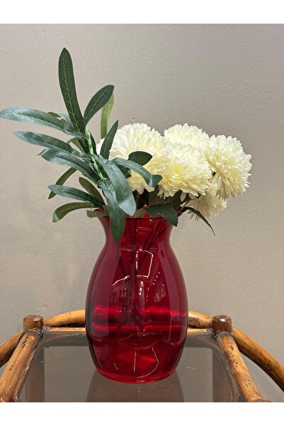 Miko Home & Garden Kırmızı Dekoratif Cam Vazo – Şık Masa ve Salon Vazosu