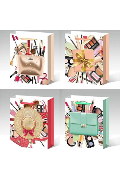 SONORH Set de 4 pungi cadou, 40*31*12 cm, cu model festiv, pentru zile de naș...