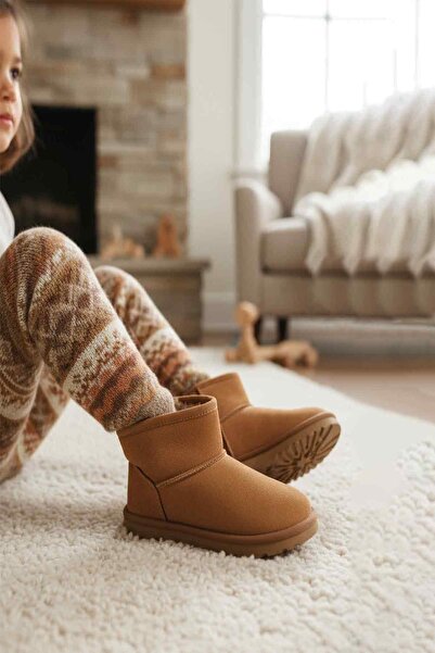 pepino Tan Fur Lined Zippered Girls' Boots 2096 P