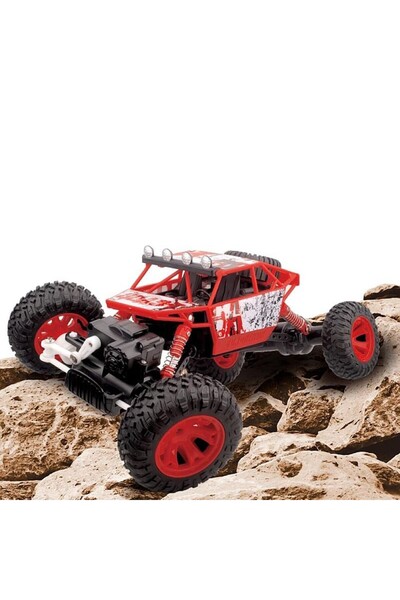 PROCART Off-road remote control car, wheels with suspension, 1:18 scale, 2.4GHz, rechargeable, red