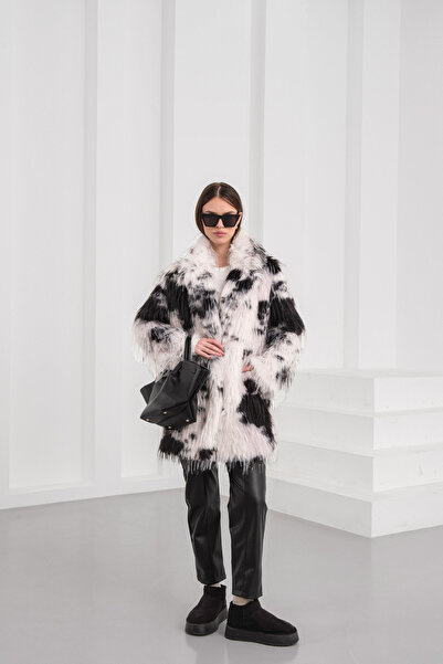 BLUE DAY'S Women's Long Artificial Faux Fur Coat – Trend Pattern