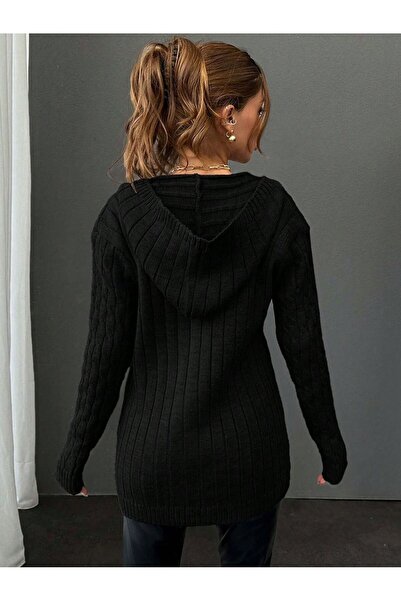 WE AND ME Women's Knitwear Hooded Zippered Cardigan Standard Size