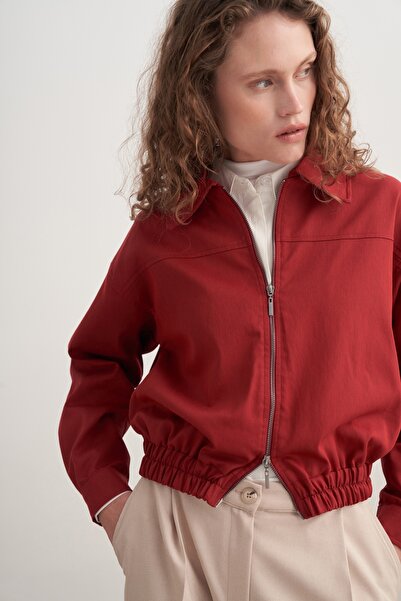 EBU Prive Women's Gabardine Bomber Jacket Red