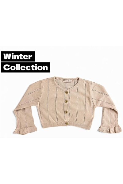 Gocoland Cardigan tricotat pentru fetiță cu detaliu cu volane pe mâneci