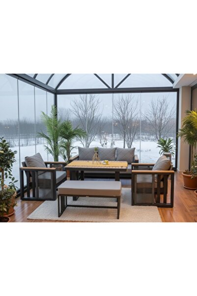 SALINCAKCIM LENRA MODERN BAHÇE KIŞ BAHÇESİ TERAS BALKON TERAS METAL OTURMA GRUBU