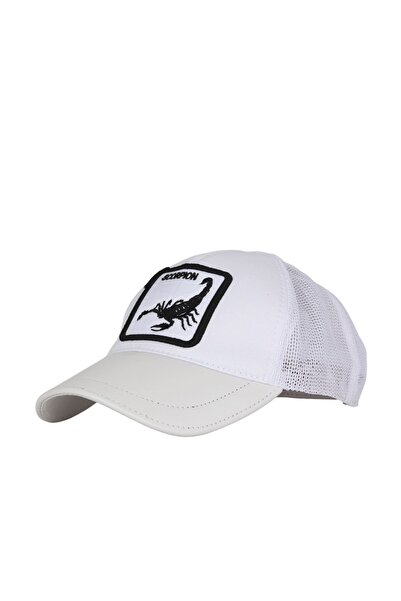 Bueno Shoes White Leather-Fabric-Scorpion Men's Hat 01Mspk1004