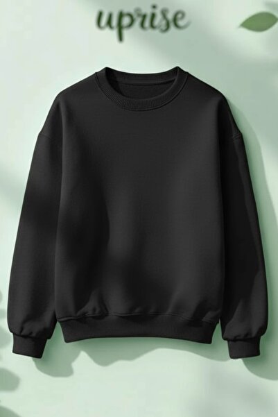 Vordevia Hanorac basic din bumbac neimprimat cu 3 fire, guler rotund, oversize