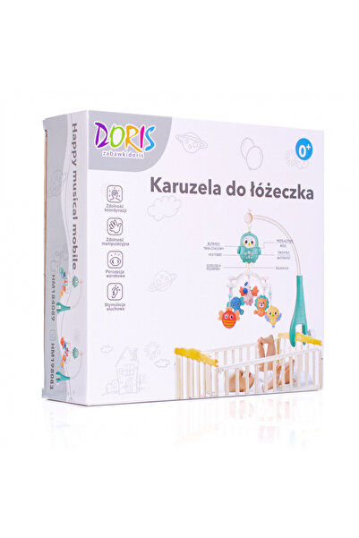 Doris Blue Penguin musical carousel with remote control and universal attachment, removable toys with rattle