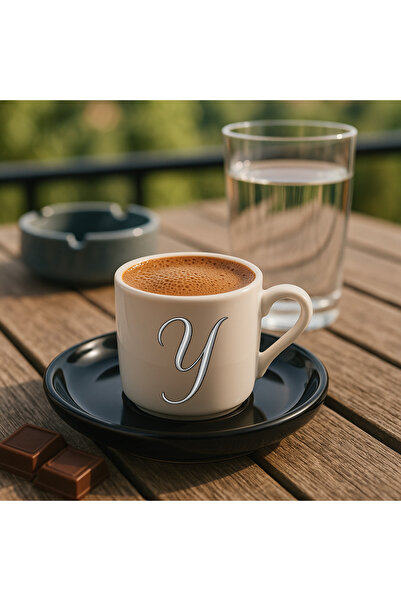 TREND YANKI Turkish Coffee Cup Initial Letter Printed