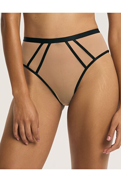 ESOTIQ Women's High Waist Briefs Mesh Panties with Bold Trims Back Cut Out Sexy & Elegant | Glam
