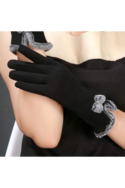OEM AOAKY thin black gloves, soft for touchscreens for women, universal size,
