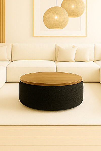 DEKOR MOBİLYACIM ARVENIA 60 CM ÜST TABLALI ORTA PUF SALON SEHPASI