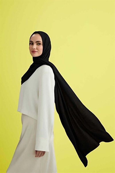 Imannoor Cotton Silk Shawl - Chain Pattern - Black