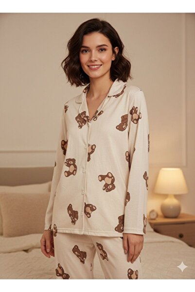 PEMBİŞ HOMEWEAR New Bear Gömlek Yaka Pijama Takımı