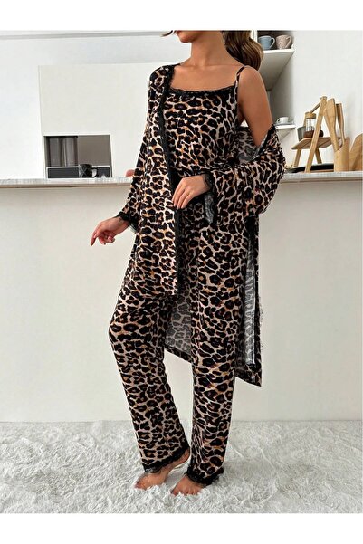 Butik Leoparlı sabahlık takımı