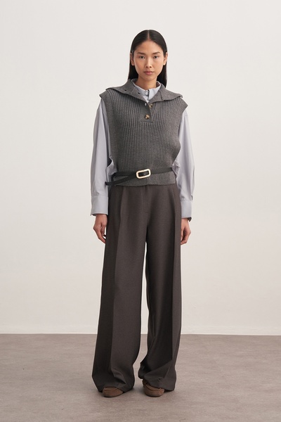 EBU Prive Women's Buttoned Knitwear Sweater Anthracite