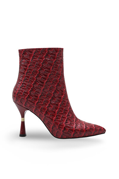 Women Lay-z Women'S, 9.5 cm Heel, Pointed Toe Burgundy Crocodile Boots; with a Modern Line, They Offer a Stylish and Assertive Style.