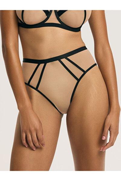 ESOTIQ Women's High Waist Briefs Mesh Panties with Bold Trims Back Cut Out Sexy & Elegant | Glam