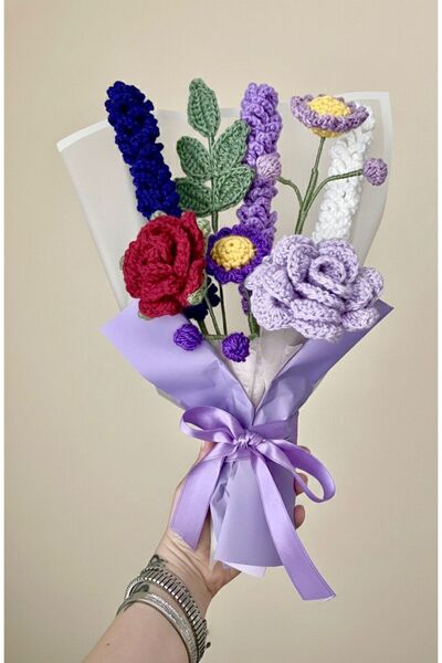 HENERA El Örgüsü Mor Esintisi Buketi / Sevgililer Günü / Hediyelik /Doğum Gün...