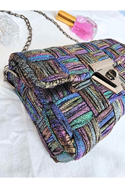rmys Canvas Knitted Shoulder Bag/ Silvery Black