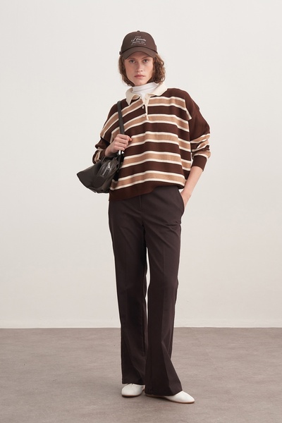 EBU Prive Γυναικεία Gabardine παντελόνι palazzo Καφέ