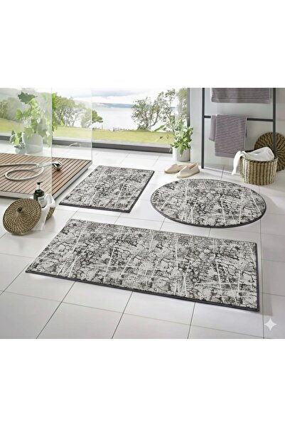 DECOMİR Makinada yıkanabilen Merinos kaymaz tabanlı 3’lü banyo takımı 50x50(y...