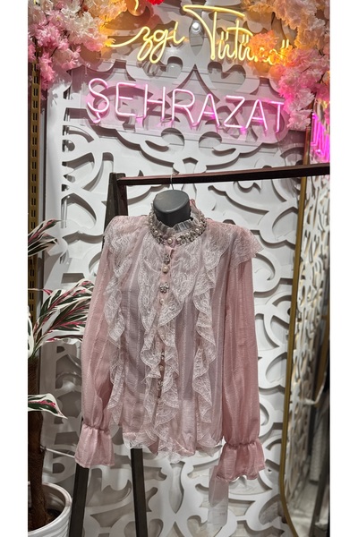 ŞEHRAZAT BUTİK Lace Ruffle Detailed Design Stylish Shirt
