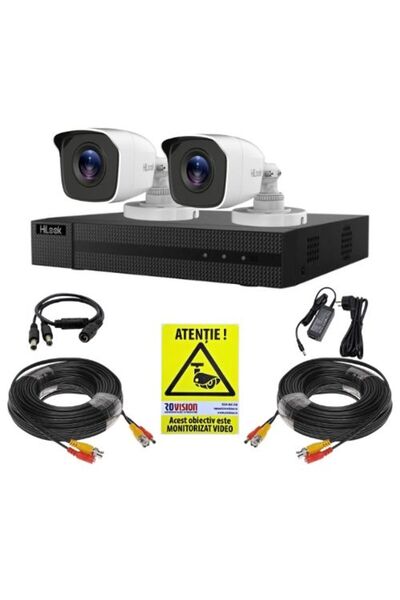 Hilook Hikvision surveillance kit – human/vehicle detection, 2×5MP cameras, 20m IR, 4-channel DVR