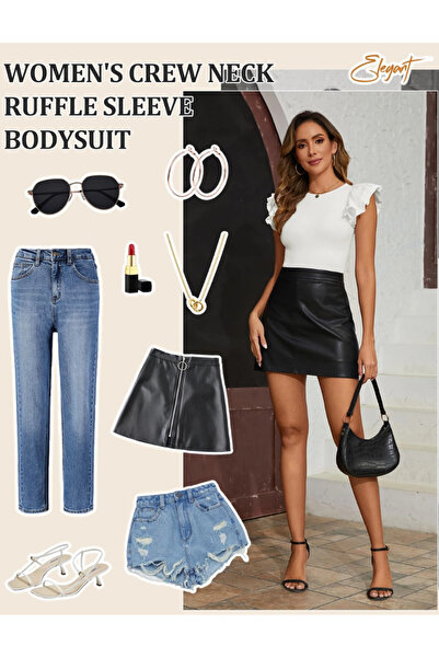 TUOPUDA Women's Ribbed Bodysuit - Waist Trainer, Tummy Control Corset, White, M