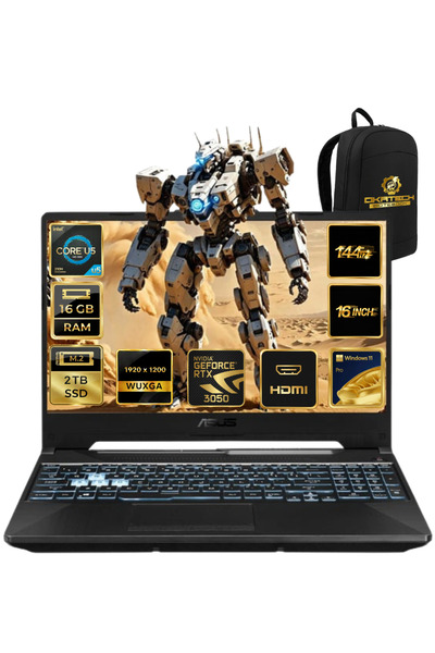 ASUS TUFGamingF16 IntelCore5 210H 16GB RAM 2 TB SSD RTX3050 6 GB WİN11PRO 16" NOTEBOOK + OKATECH ÇANTA