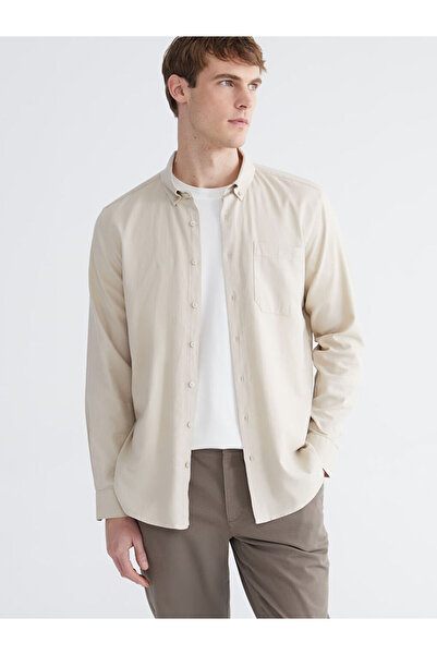 LC Waikiki Lcwaikiki Classic Beige Regular Fit Gabardine Men's Shirt