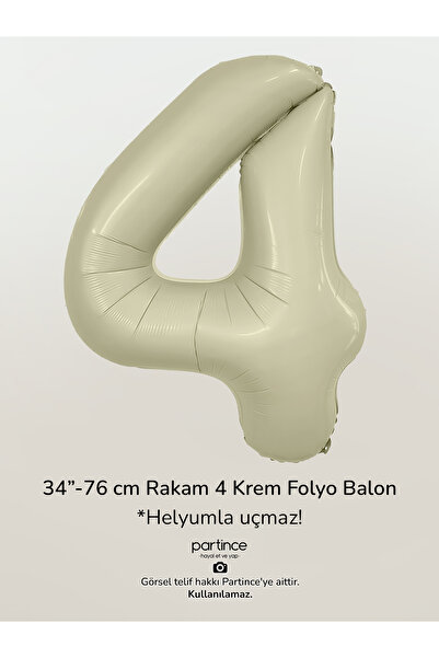 partince 34'' 76 cm Krem Renk Rakam Folyo Balonlar