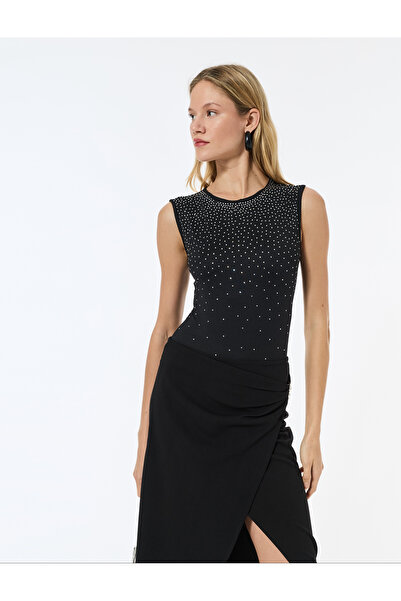 Koton Sleeveless Crew Neck Slim Fit Stone Blouse