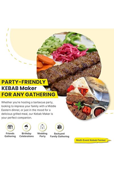 Generic Ultimate Kebab Maker – Heavy-Duty Aluminum Skewer Machine with Food-Grade Teflon (Yellow Speckles)