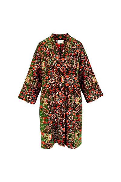 Eight Fashion Γυναικείο ζακάρ μπουφάν με έθνικ σχέδιο από βισκόζη και καφτάν ...