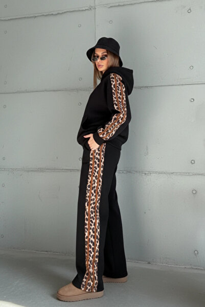 cemo Oversized Tracksuit Set with Leopard Detail