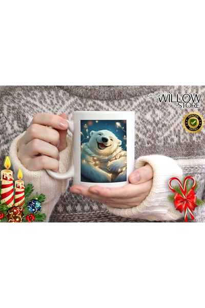WİLLOW STORE Merry Christmas, Christmas Cute Bear Themed Porcelain Mug, New Y...
