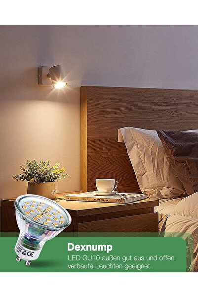 Dexnump Becuri LED GU10 reglabile, pachet de 10, 6,5 W, 2700 K