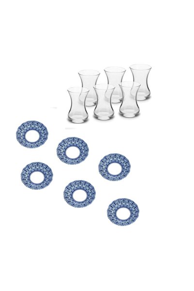 Paşabahçe Zuri Design Porcelain Plate Tea Set for 6 People