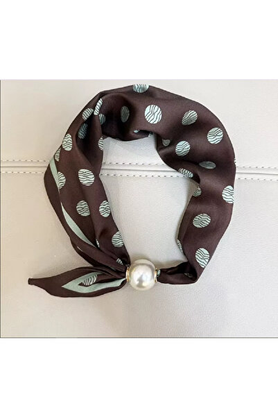 TChic Brown Shawl with Magnetic Pearl Detail