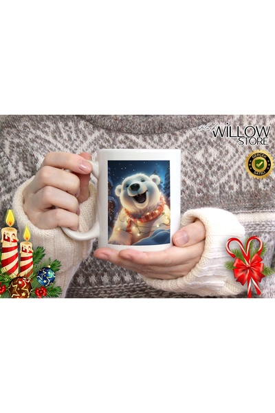 WİLLOW STORE Merry Christmas, Christmas Cute Bear Themed Porcelain Mug, New Y...