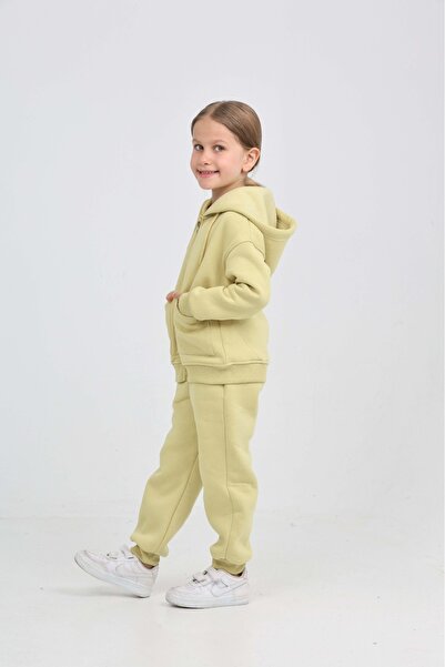 Toontoy Girl's Pocket Detailed Cardigan Tracksuit Set