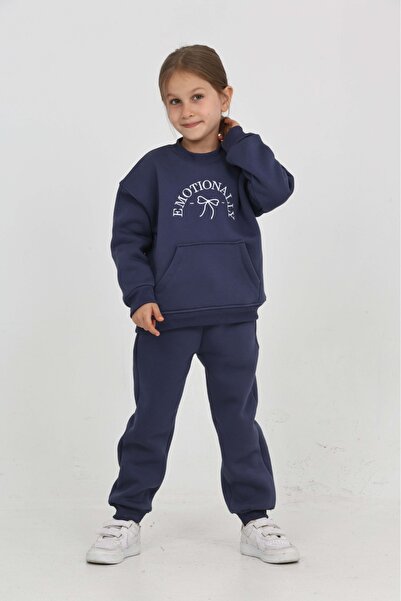 Toontoy Girl's Bow Embroidered Tracksuit Set