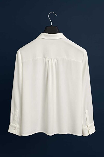 ATE ÖZGÜNEŞ TRİKO TEKSTİL Women's Shirt with Tie Detail and Shirt Collar