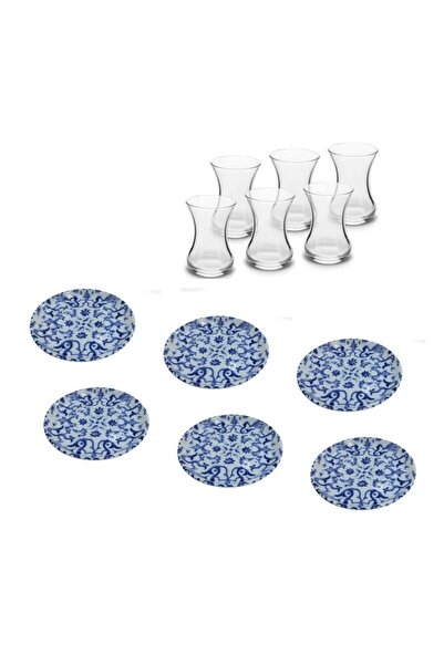 Paşabahçe Zuri Design Flat 12cm Porcelain Plate Tea Set for 6 People