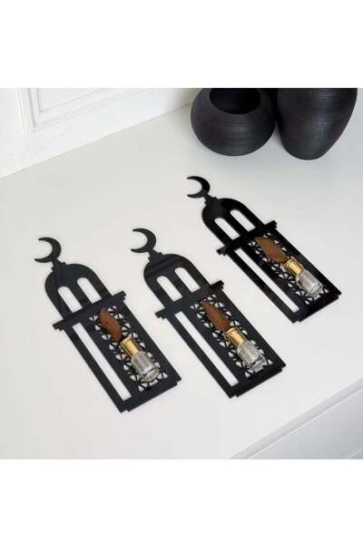 Story of candle رمضان ، 3 توزيعات مع عود مروكي ومسك فاخر بتصميم مئذنة | أسود