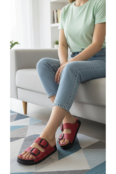Hızlı Al Orthopedic Sole Buckle Slippers. Sewed Slippers Suitable for Daily and Indoor Use.