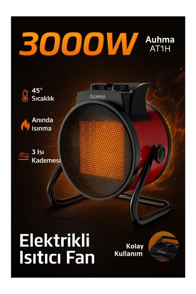 chimon Elektrikli Isıtıcı Fan Gri | 3000W Hızlı Isınma, 3 Kademeli Ayar, Sess...
