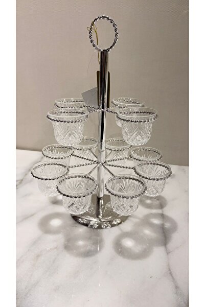 ALMASA Silver stainless steel teacup holder with 12 slots